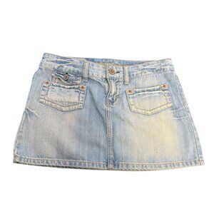 American Eagle Womens Denim Mini Skirt Light Wash Size 6 Festival Y2K Vintage